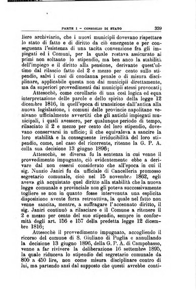 La giustizia amministrativa raccolta di decisioni e pareri del Consiglio di Stato, decisioni della Corte dei conti, sentenze della Cassazione di Roma, e decisioni delle Giunte provinciali amministrative