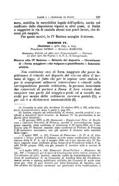 La giustizia amministrativa raccolta di decisioni e pareri del Consiglio di Stato, decisioni della Corte dei conti, sentenze della Cassazione di Roma, e decisioni delle Giunte provinciali amministrative