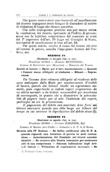 La giustizia amministrativa raccolta di decisioni e pareri del Consiglio di Stato, decisioni della Corte dei conti, sentenze della Cassazione di Roma, e decisioni delle Giunte provinciali amministrative