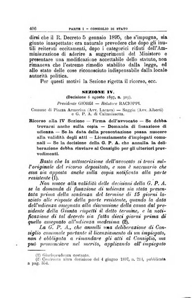 La giustizia amministrativa raccolta di decisioni e pareri del Consiglio di Stato, decisioni della Corte dei conti, sentenze della Cassazione di Roma, e decisioni delle Giunte provinciali amministrative