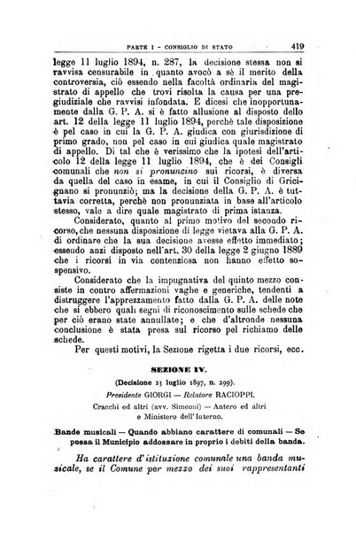 La giustizia amministrativa raccolta di decisioni e pareri del Consiglio di Stato, decisioni della Corte dei conti, sentenze della Cassazione di Roma, e decisioni delle Giunte provinciali amministrative