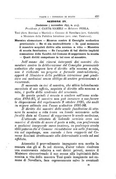 La giustizia amministrativa raccolta di decisioni e pareri del Consiglio di Stato, decisioni della Corte dei conti, sentenze della Cassazione di Roma, e decisioni delle Giunte provinciali amministrative