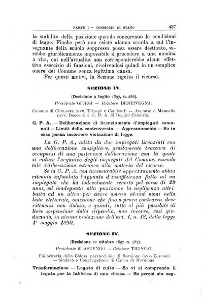 La giustizia amministrativa raccolta di decisioni e pareri del Consiglio di Stato, decisioni della Corte dei conti, sentenze della Cassazione di Roma, e decisioni delle Giunte provinciali amministrative