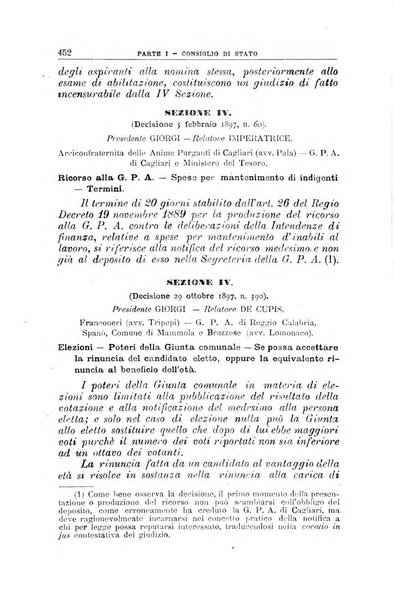 La giustizia amministrativa raccolta di decisioni e pareri del Consiglio di Stato, decisioni della Corte dei conti, sentenze della Cassazione di Roma, e decisioni delle Giunte provinciali amministrative