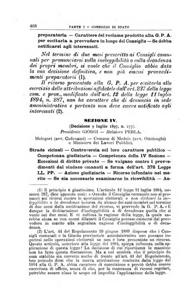 La giustizia amministrativa raccolta di decisioni e pareri del Consiglio di Stato, decisioni della Corte dei conti, sentenze della Cassazione di Roma, e decisioni delle Giunte provinciali amministrative