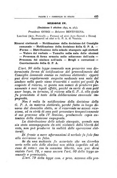 La giustizia amministrativa raccolta di decisioni e pareri del Consiglio di Stato, decisioni della Corte dei conti, sentenze della Cassazione di Roma, e decisioni delle Giunte provinciali amministrative