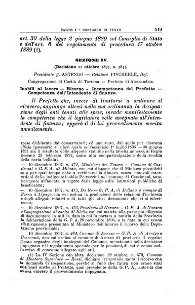 La giustizia amministrativa raccolta di decisioni e pareri del Consiglio di Stato, decisioni della Corte dei conti, sentenze della Cassazione di Roma, e decisioni delle Giunte provinciali amministrative