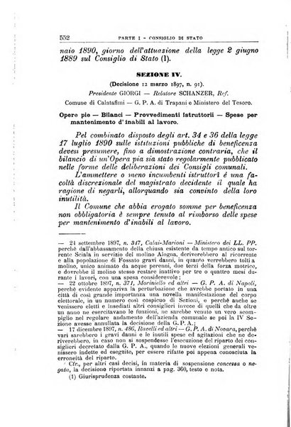 La giustizia amministrativa raccolta di decisioni e pareri del Consiglio di Stato, decisioni della Corte dei conti, sentenze della Cassazione di Roma, e decisioni delle Giunte provinciali amministrative