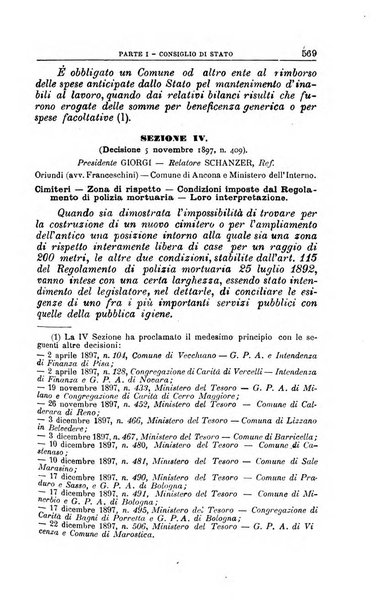 La giustizia amministrativa raccolta di decisioni e pareri del Consiglio di Stato, decisioni della Corte dei conti, sentenze della Cassazione di Roma, e decisioni delle Giunte provinciali amministrative