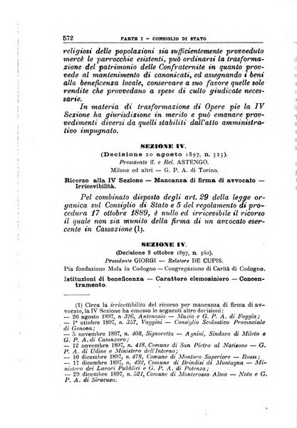 La giustizia amministrativa raccolta di decisioni e pareri del Consiglio di Stato, decisioni della Corte dei conti, sentenze della Cassazione di Roma, e decisioni delle Giunte provinciali amministrative