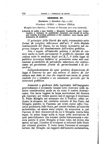 La giustizia amministrativa raccolta di decisioni e pareri del Consiglio di Stato, decisioni della Corte dei conti, sentenze della Cassazione di Roma, e decisioni delle Giunte provinciali amministrative