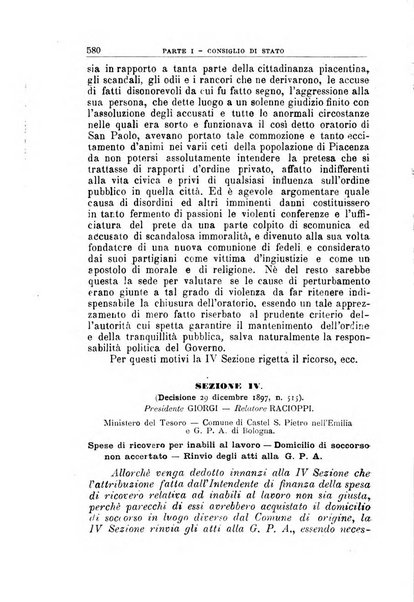 La giustizia amministrativa raccolta di decisioni e pareri del Consiglio di Stato, decisioni della Corte dei conti, sentenze della Cassazione di Roma, e decisioni delle Giunte provinciali amministrative