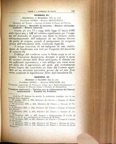 La giustizia amministrativa raccolta di decisioni e pareri del Consiglio di Stato, decisioni della Corte dei conti, sentenze della Cassazione di Roma, e decisioni delle Giunte provinciali amministrative