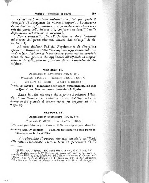 La giustizia amministrativa raccolta di decisioni e pareri del Consiglio di Stato, decisioni della Corte dei conti, sentenze della Cassazione di Roma, e decisioni delle Giunte provinciali amministrative