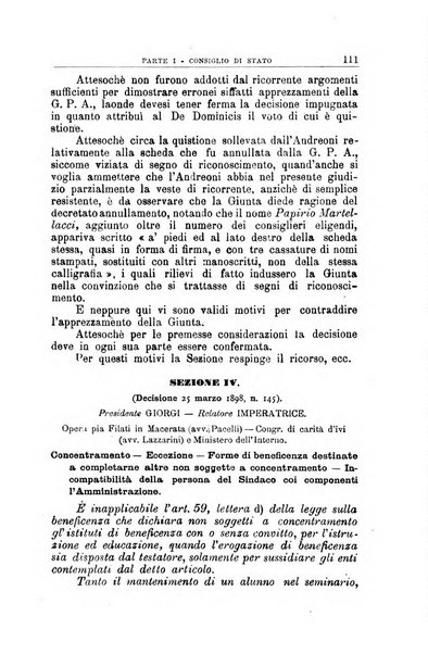 La giustizia amministrativa raccolta di decisioni e pareri del Consiglio di Stato, decisioni della Corte dei conti, sentenze della Cassazione di Roma, e decisioni delle Giunte provinciali amministrative