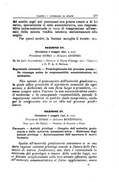 La giustizia amministrativa raccolta di decisioni e pareri del Consiglio di Stato, decisioni della Corte dei conti, sentenze della Cassazione di Roma, e decisioni delle Giunte provinciali amministrative