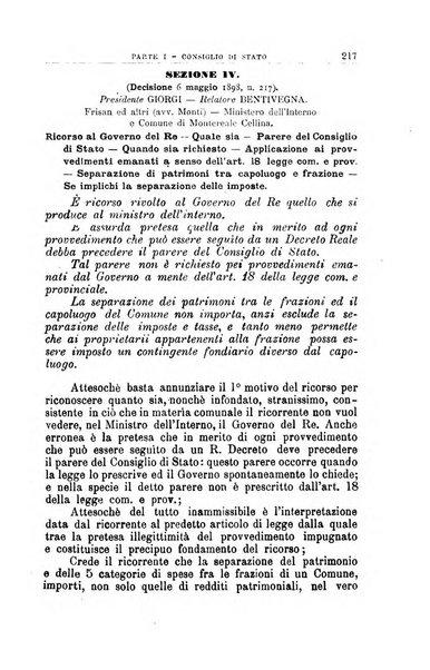 La giustizia amministrativa raccolta di decisioni e pareri del Consiglio di Stato, decisioni della Corte dei conti, sentenze della Cassazione di Roma, e decisioni delle Giunte provinciali amministrative