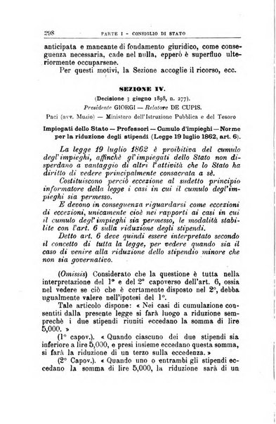 La giustizia amministrativa raccolta di decisioni e pareri del Consiglio di Stato, decisioni della Corte dei conti, sentenze della Cassazione di Roma, e decisioni delle Giunte provinciali amministrative