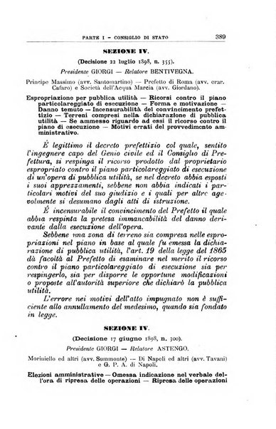 La giustizia amministrativa raccolta di decisioni e pareri del Consiglio di Stato, decisioni della Corte dei conti, sentenze della Cassazione di Roma, e decisioni delle Giunte provinciali amministrative