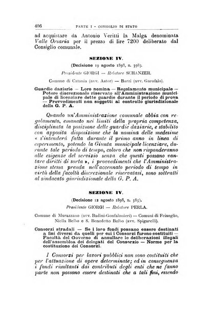 La giustizia amministrativa raccolta di decisioni e pareri del Consiglio di Stato, decisioni della Corte dei conti, sentenze della Cassazione di Roma, e decisioni delle Giunte provinciali amministrative