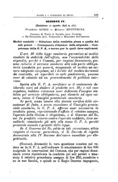 La giustizia amministrativa raccolta di decisioni e pareri del Consiglio di Stato, decisioni della Corte dei conti, sentenze della Cassazione di Roma, e decisioni delle Giunte provinciali amministrative