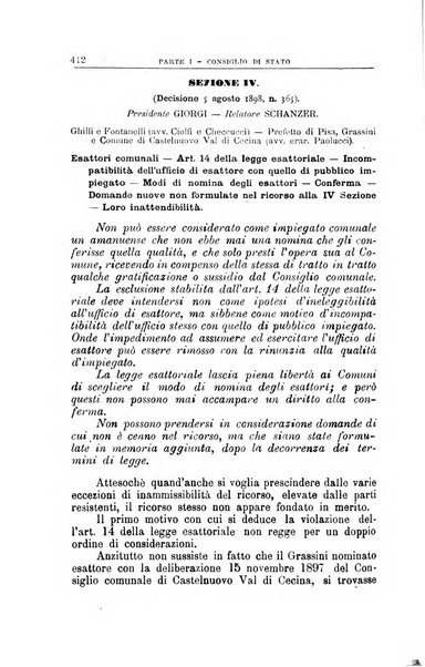 La giustizia amministrativa raccolta di decisioni e pareri del Consiglio di Stato, decisioni della Corte dei conti, sentenze della Cassazione di Roma, e decisioni delle Giunte provinciali amministrative