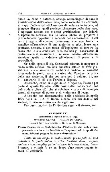 La giustizia amministrativa raccolta di decisioni e pareri del Consiglio di Stato, decisioni della Corte dei conti, sentenze della Cassazione di Roma, e decisioni delle Giunte provinciali amministrative