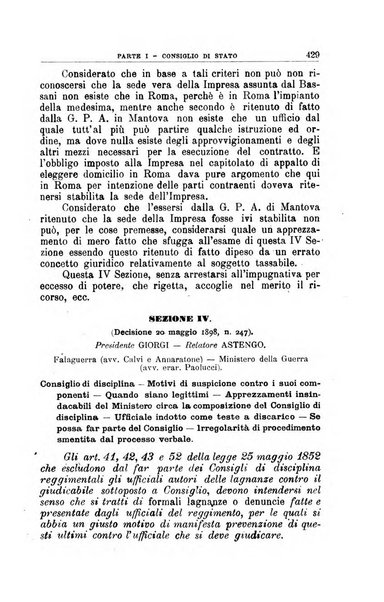 La giustizia amministrativa raccolta di decisioni e pareri del Consiglio di Stato, decisioni della Corte dei conti, sentenze della Cassazione di Roma, e decisioni delle Giunte provinciali amministrative