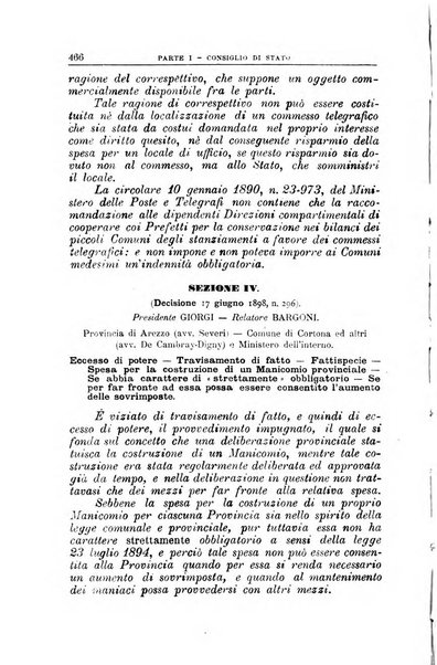 La giustizia amministrativa raccolta di decisioni e pareri del Consiglio di Stato, decisioni della Corte dei conti, sentenze della Cassazione di Roma, e decisioni delle Giunte provinciali amministrative