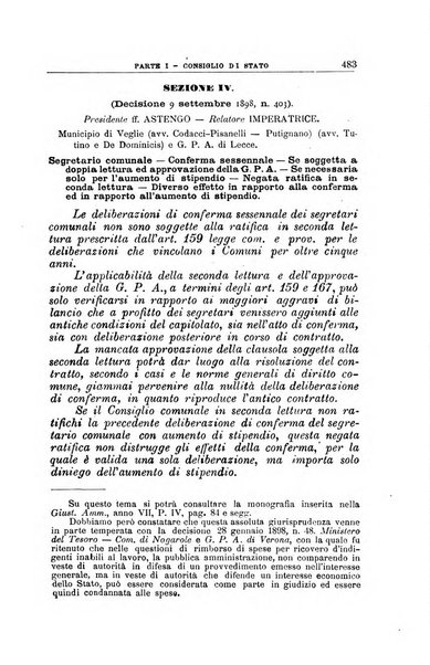 La giustizia amministrativa raccolta di decisioni e pareri del Consiglio di Stato, decisioni della Corte dei conti, sentenze della Cassazione di Roma, e decisioni delle Giunte provinciali amministrative