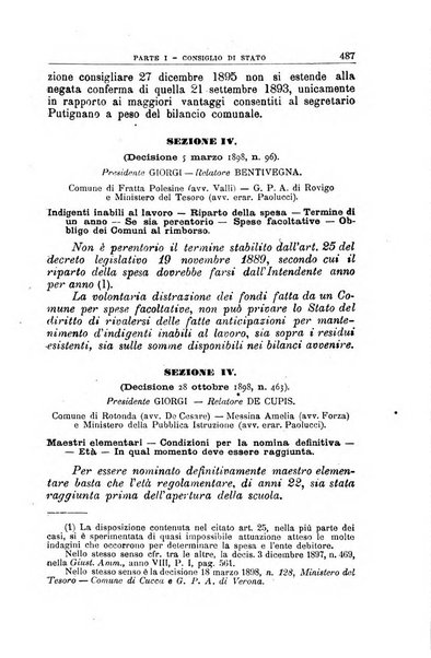 La giustizia amministrativa raccolta di decisioni e pareri del Consiglio di Stato, decisioni della Corte dei conti, sentenze della Cassazione di Roma, e decisioni delle Giunte provinciali amministrative