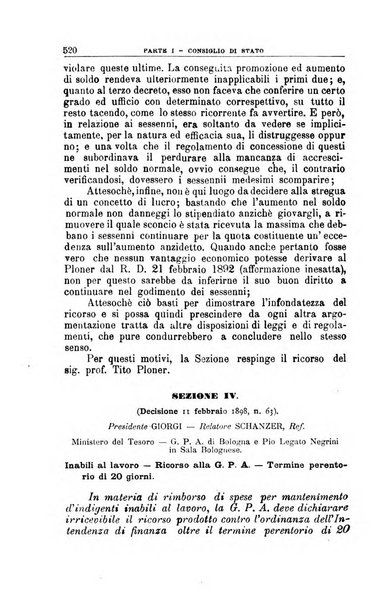 La giustizia amministrativa raccolta di decisioni e pareri del Consiglio di Stato, decisioni della Corte dei conti, sentenze della Cassazione di Roma, e decisioni delle Giunte provinciali amministrative