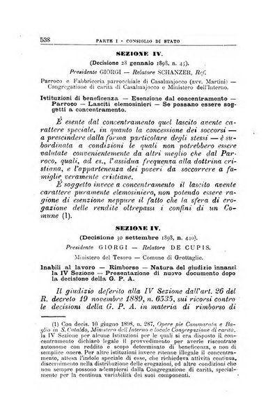 La giustizia amministrativa raccolta di decisioni e pareri del Consiglio di Stato, decisioni della Corte dei conti, sentenze della Cassazione di Roma, e decisioni delle Giunte provinciali amministrative