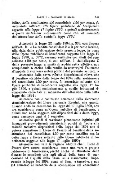 La giustizia amministrativa raccolta di decisioni e pareri del Consiglio di Stato, decisioni della Corte dei conti, sentenze della Cassazione di Roma, e decisioni delle Giunte provinciali amministrative