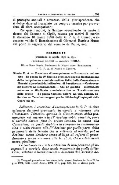 La giustizia amministrativa raccolta di decisioni e pareri del Consiglio di Stato, decisioni della Corte dei conti, sentenze della Cassazione di Roma, e decisioni delle Giunte provinciali amministrative