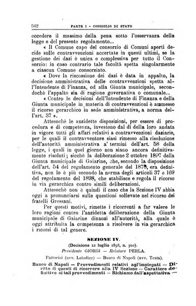 La giustizia amministrativa raccolta di decisioni e pareri del Consiglio di Stato, decisioni della Corte dei conti, sentenze della Cassazione di Roma, e decisioni delle Giunte provinciali amministrative