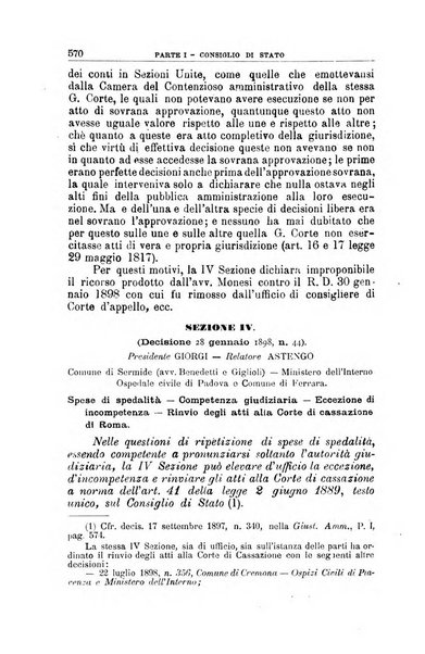 La giustizia amministrativa raccolta di decisioni e pareri del Consiglio di Stato, decisioni della Corte dei conti, sentenze della Cassazione di Roma, e decisioni delle Giunte provinciali amministrative