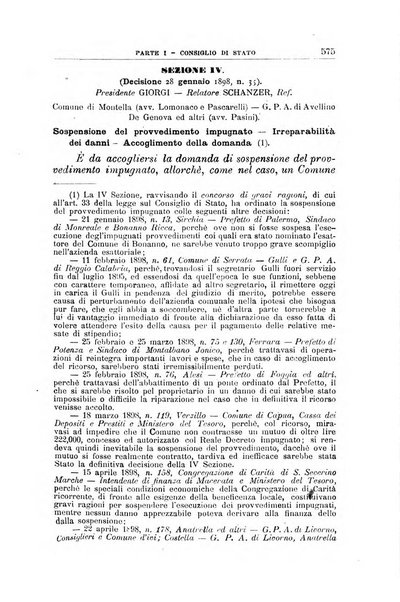 La giustizia amministrativa raccolta di decisioni e pareri del Consiglio di Stato, decisioni della Corte dei conti, sentenze della Cassazione di Roma, e decisioni delle Giunte provinciali amministrative