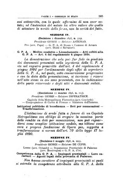 La giustizia amministrativa raccolta di decisioni e pareri del Consiglio di Stato, decisioni della Corte dei conti, sentenze della Cassazione di Roma, e decisioni delle Giunte provinciali amministrative