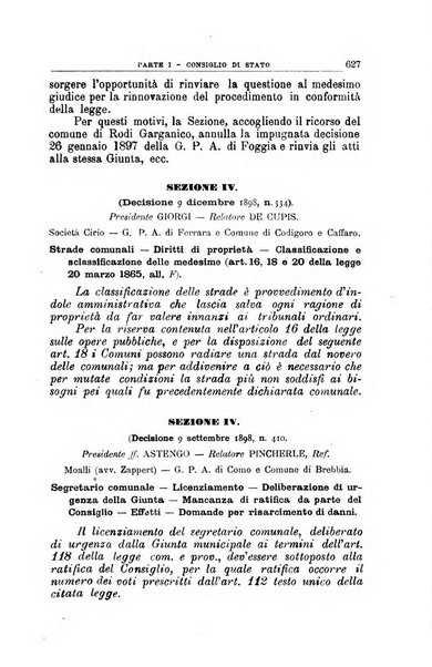 La giustizia amministrativa raccolta di decisioni e pareri del Consiglio di Stato, decisioni della Corte dei conti, sentenze della Cassazione di Roma, e decisioni delle Giunte provinciali amministrative