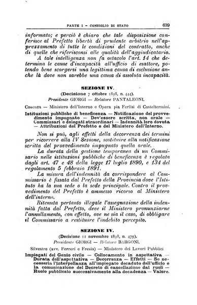 La giustizia amministrativa raccolta di decisioni e pareri del Consiglio di Stato, decisioni della Corte dei conti, sentenze della Cassazione di Roma, e decisioni delle Giunte provinciali amministrative