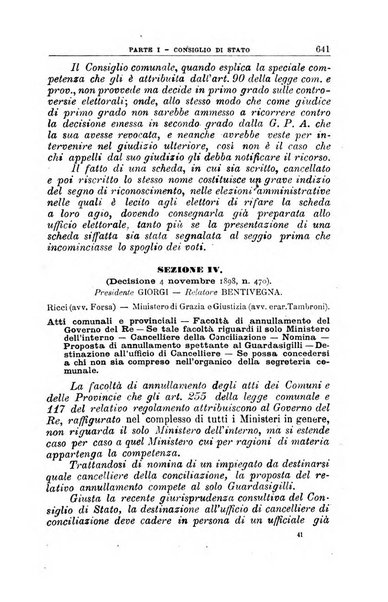 La giustizia amministrativa raccolta di decisioni e pareri del Consiglio di Stato, decisioni della Corte dei conti, sentenze della Cassazione di Roma, e decisioni delle Giunte provinciali amministrative