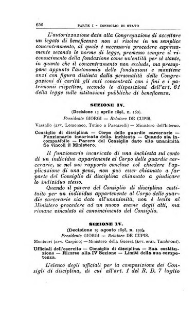 La giustizia amministrativa raccolta di decisioni e pareri del Consiglio di Stato, decisioni della Corte dei conti, sentenze della Cassazione di Roma, e decisioni delle Giunte provinciali amministrative