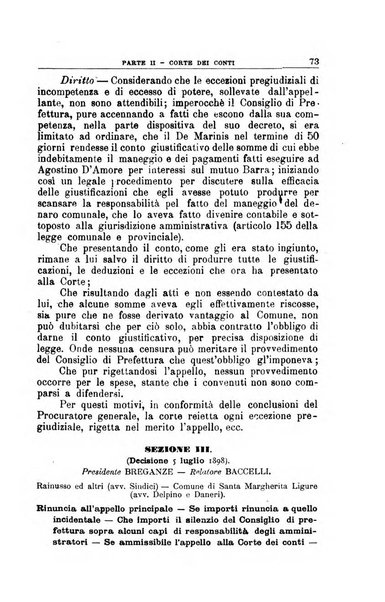 La giustizia amministrativa raccolta di decisioni e pareri del Consiglio di Stato, decisioni della Corte dei conti, sentenze della Cassazione di Roma, e decisioni delle Giunte provinciali amministrative