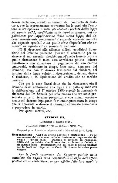 La giustizia amministrativa raccolta di decisioni e pareri del Consiglio di Stato, decisioni della Corte dei conti, sentenze della Cassazione di Roma, e decisioni delle Giunte provinciali amministrative