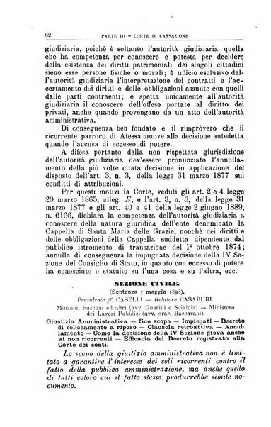 La giustizia amministrativa raccolta di decisioni e pareri del Consiglio di Stato, decisioni della Corte dei conti, sentenze della Cassazione di Roma, e decisioni delle Giunte provinciali amministrative