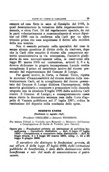 La giustizia amministrativa raccolta di decisioni e pareri del Consiglio di Stato, decisioni della Corte dei conti, sentenze della Cassazione di Roma, e decisioni delle Giunte provinciali amministrative