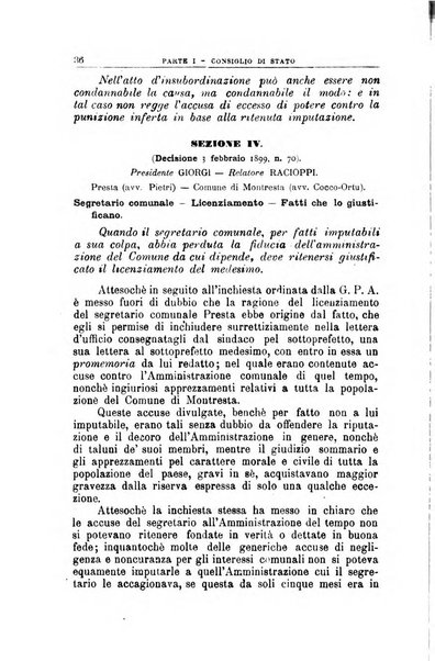 La giustizia amministrativa raccolta di decisioni e pareri del Consiglio di Stato, decisioni della Corte dei conti, sentenze della Cassazione di Roma, e decisioni delle Giunte provinciali amministrative