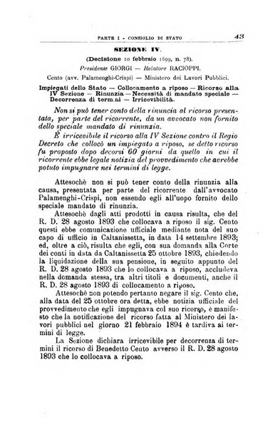 La giustizia amministrativa raccolta di decisioni e pareri del Consiglio di Stato, decisioni della Corte dei conti, sentenze della Cassazione di Roma, e decisioni delle Giunte provinciali amministrative