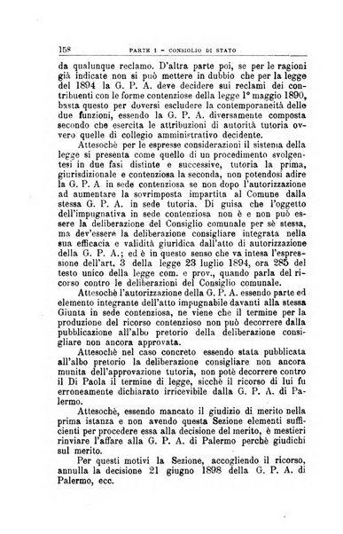 La giustizia amministrativa raccolta di decisioni e pareri del Consiglio di Stato, decisioni della Corte dei conti, sentenze della Cassazione di Roma, e decisioni delle Giunte provinciali amministrative